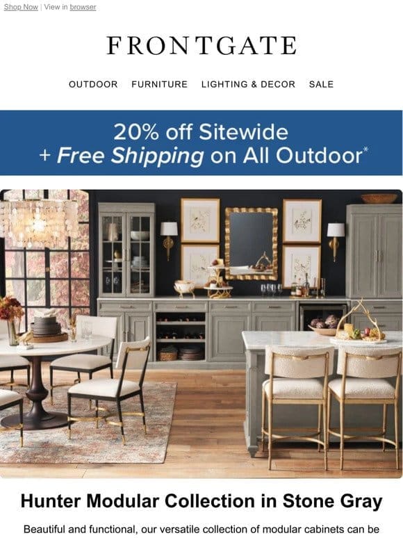 Starts Today! 20% off sitewide + FREE shipping on all outdoor.
