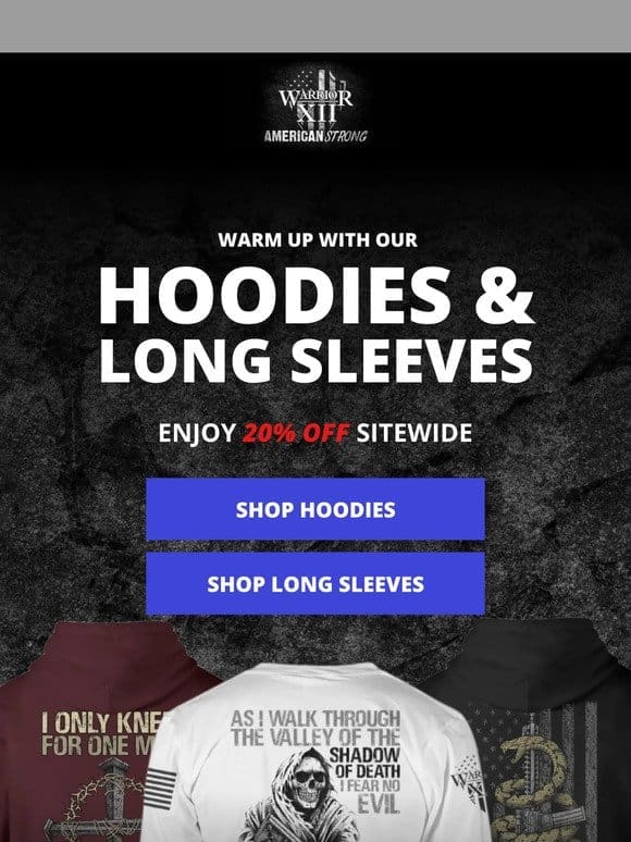 Stay Warm with 20% Off: Hoodies & Long Sleeves Await!