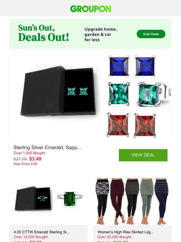 Sterling Silver Emerald， Sapphire， or Ruby Princess Cut Studs – Multiple Options and More