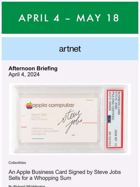 Steve Jobs’s Business Card Sells for Huge Sum