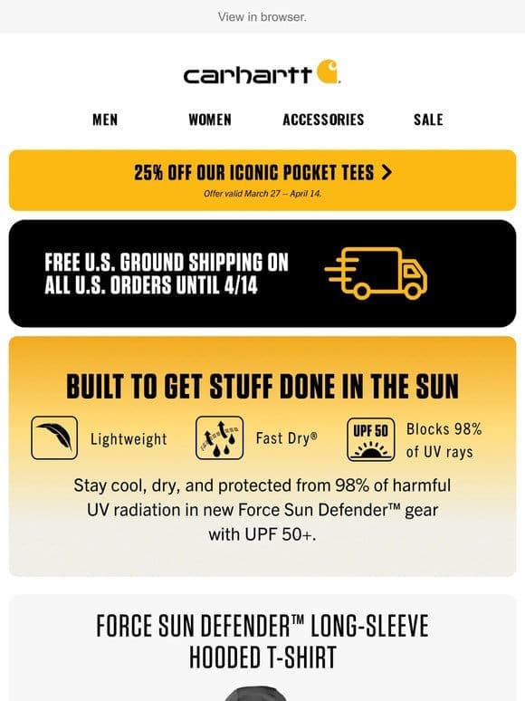 Sun protection plus free shipping until 4/14