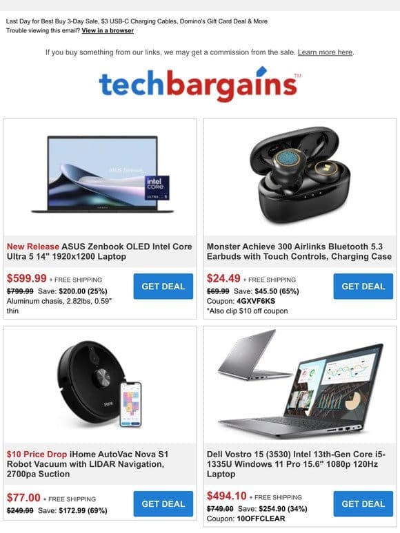 Sunday Deals: Under $500 Dell Vostro Laptop | $24.49 Monster Wireless Earbuds | Dyson V8 Refurb $200