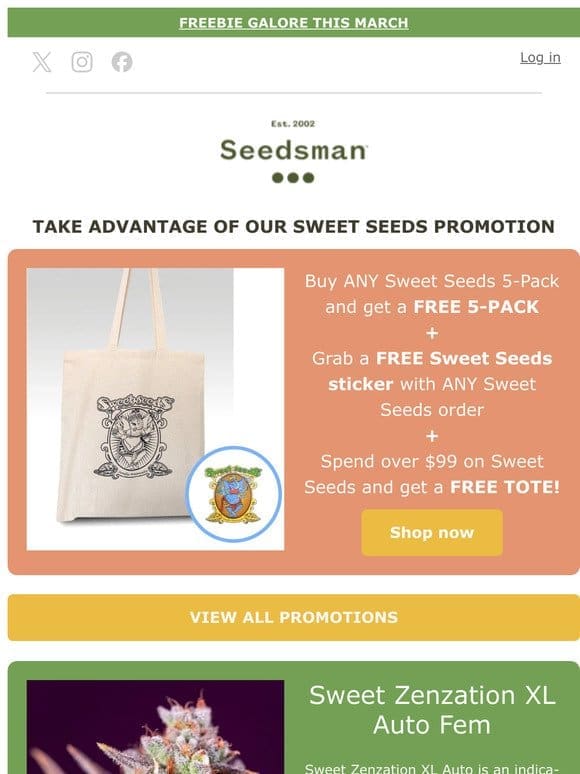 Sweet Seeds: FREE seeds， FREE sticker， FREE tote