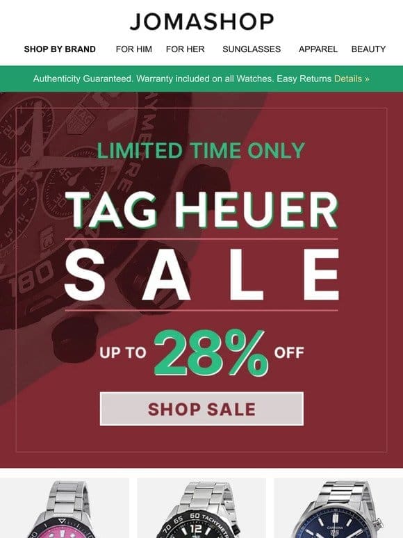 TAG HEUER PRICE DROP: FOR YOU