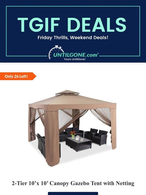 TGIF Deals – 80% OFF Canopy Gazebo Tent with Netting