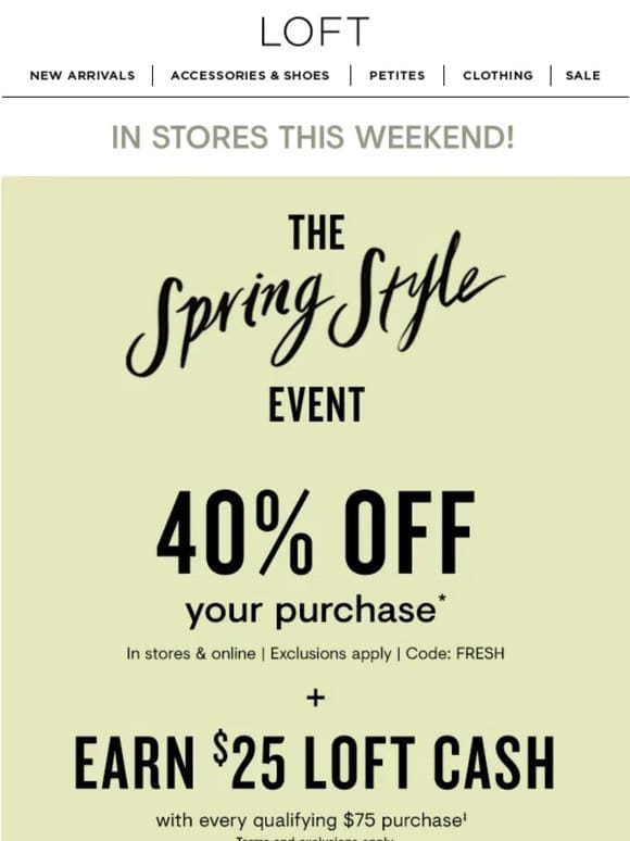 THE STYLE EVENT: Free gift in stores this weekend