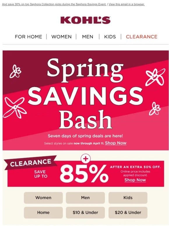 THIS JUST IN: Our Spring Savings Bash starts today!