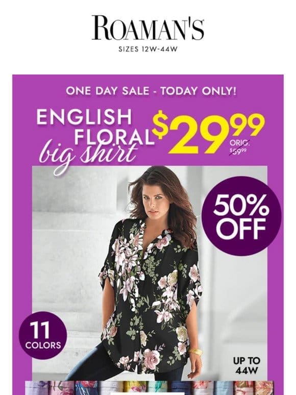 TODAY ONLY English Floral for $29.99