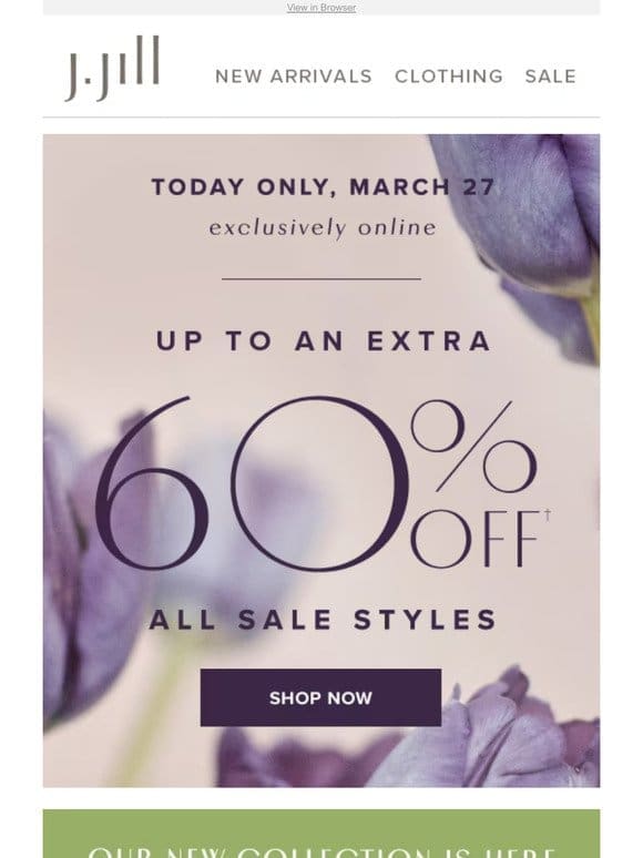 TODAY ONLY: up to an extra 60% off all sale styles.