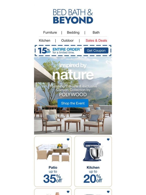 Take 15% off* on Naturally Stylish Updates & be Inspired by Nature