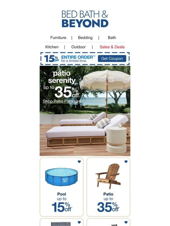 Take Up to 35% off Your Patio Oasis
