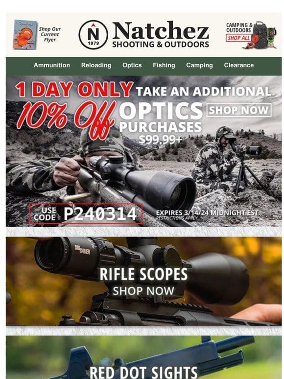Take an Additional 10% Off Optics Purchases $99.99+