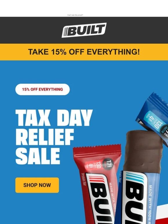Tax Day Relief Sale – 15% OFF Everything!