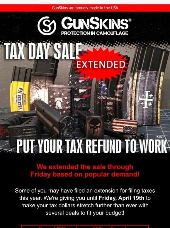 Tax Day Sale Extended Through Friday!