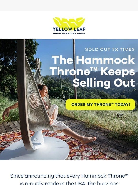 The Hammock Throne™ keeps selling out ‼️