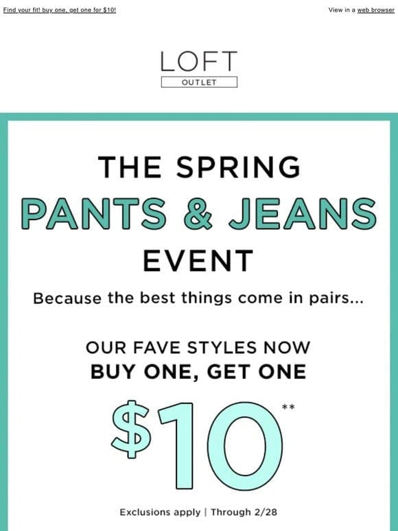 The Pants & Jeans Event starts NOW!