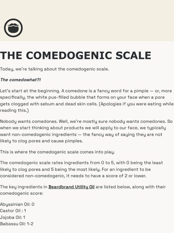 The comedogenic scale