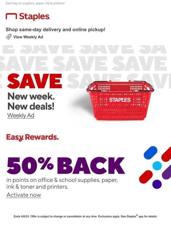 The latest deals + 50% BACK IN POINTS