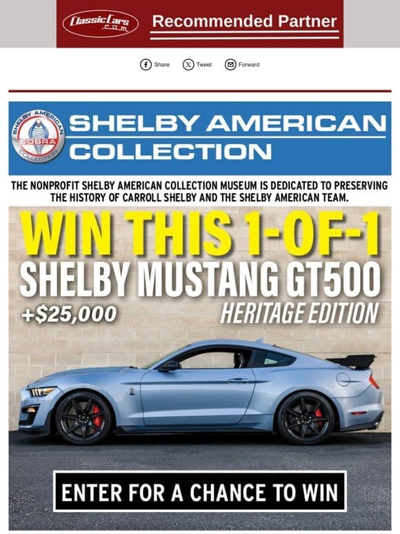 This 1-of-1 Shelby Mustang GT500 Can Be Yours!