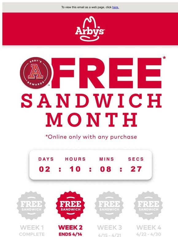 This week’s free sandwich ends 4/14