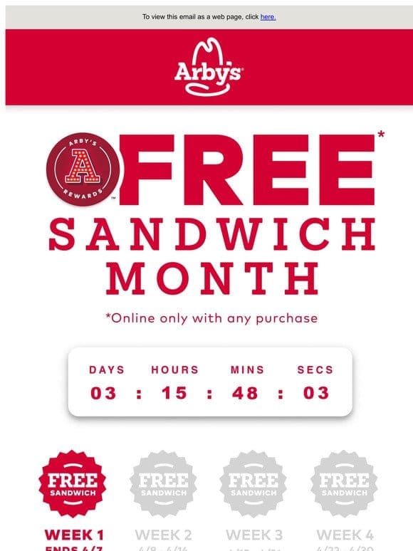 This week’s free sandwich ends 4/7