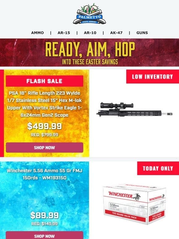 Today Only Easter Sale Deal! | 150 Rounds of Winchester 5.56 FMJ 55gr For $89.99!