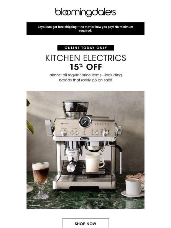Today only! 15% off kitchen electrics