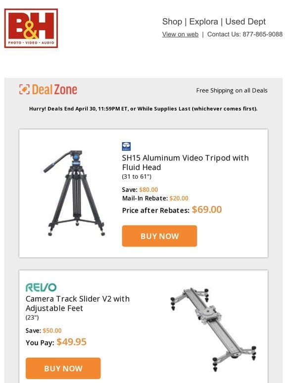 Today’s Deals: Sirui Aluminum Video ripod w/ Fluid Head， Revo Camera Track Slider w/ Adjustable Feet， CamBee Pro RGB 600 Panel 2-Light Kit， Lensbaby OMNI Deluxe B&H Crystal Collection & More