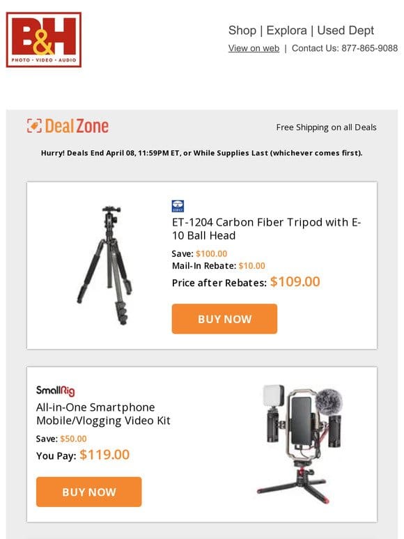 Today’s Deals: Sirui CF Tripod w/ Ball Head， SmallRig All-in-One Smartphone Mobile/Vlogging Video Kit， GVM Pro Bi-Color LED Monolight， Sirui 75mm Anamorphic Lenses & More