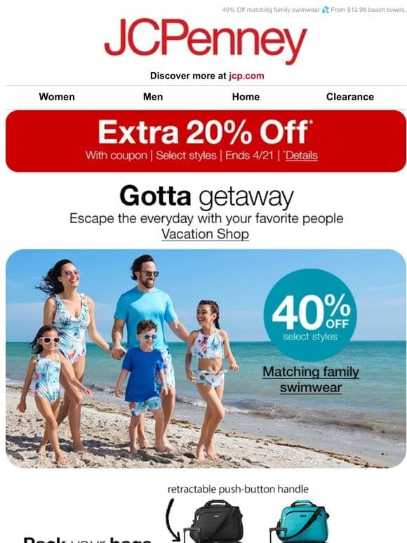 Toes in the sand! Swim savings for the fam