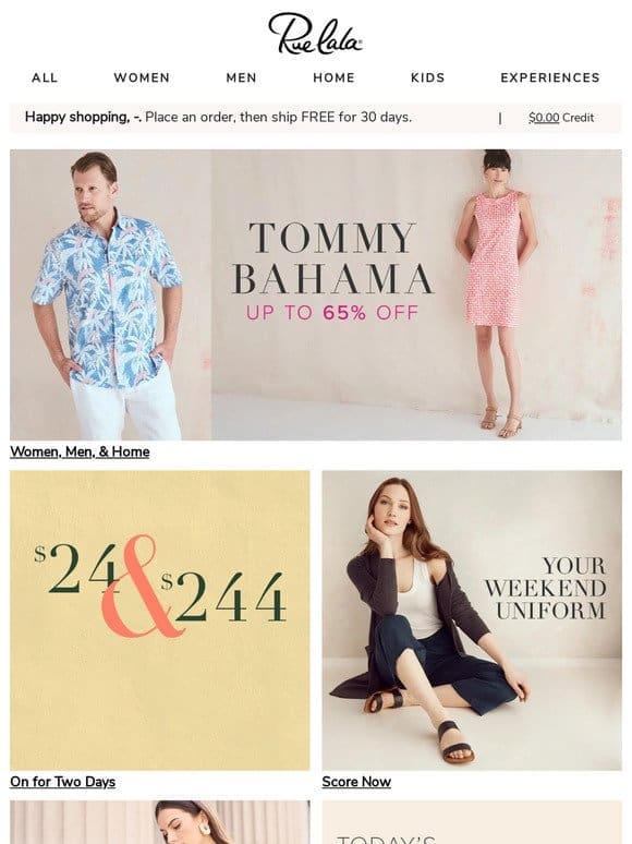 Tommy Bahama Up to 65% Off • $24 & $244 for Two Days