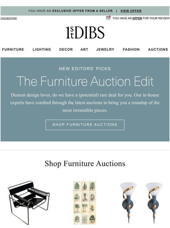 Top furniture auctions chosen by our editors