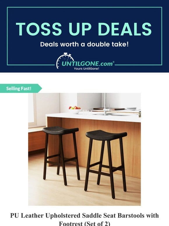 Toss Up Deals – 59% OFF Leather Upholstered Saddle Seat Barstools