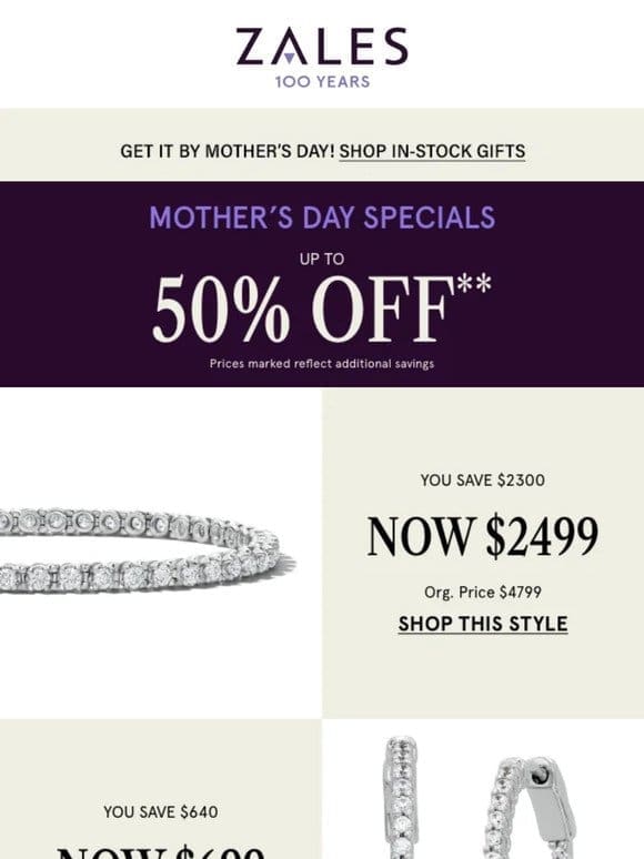 Treat Mom With Up to 50% Off** Specials❤️