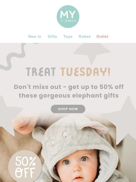 Treat Tuesday: Up to 50% off Elephant lines!