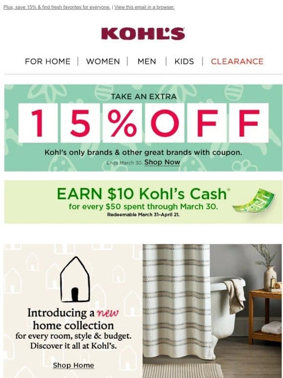 Treat yourself to Kohl’s Cash + explore our new home collection ✨
