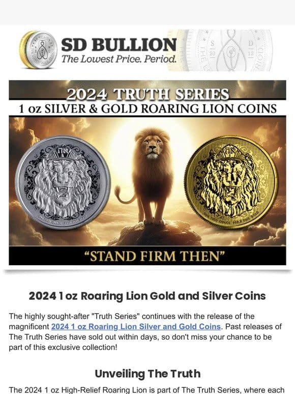Truth Series: 2024 1 oz Silver & Gold Roaring Lions Live!