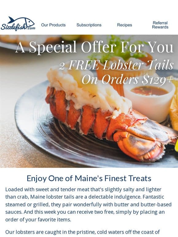 Try Our Delicious Maine Lobster Tails for FREE