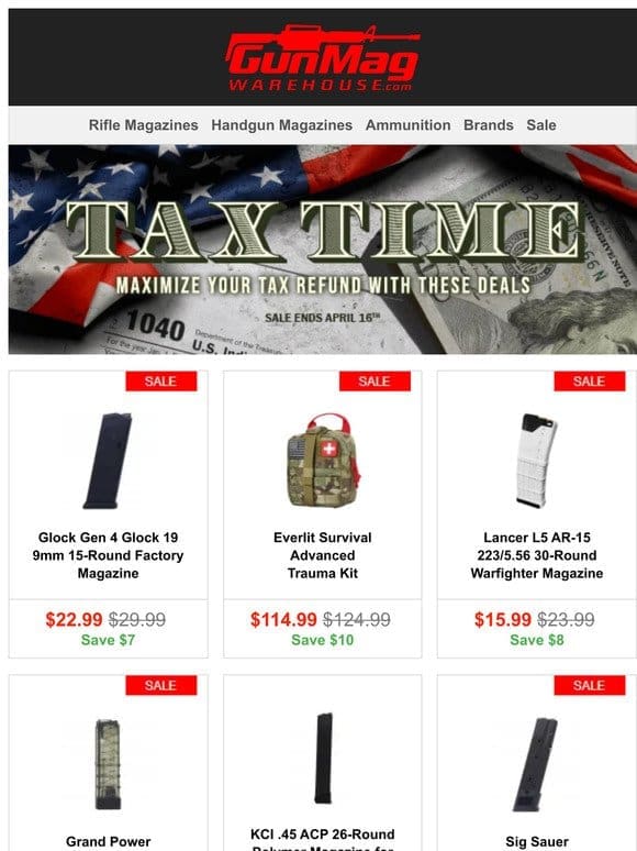 Tuesday Tax Time Deals! | Glock 19 9mm 15rd Mag for $23