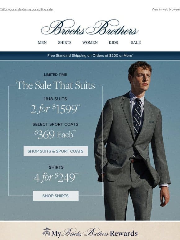 Two 1818 suits for $1599—for a limited time—and more special prices right now