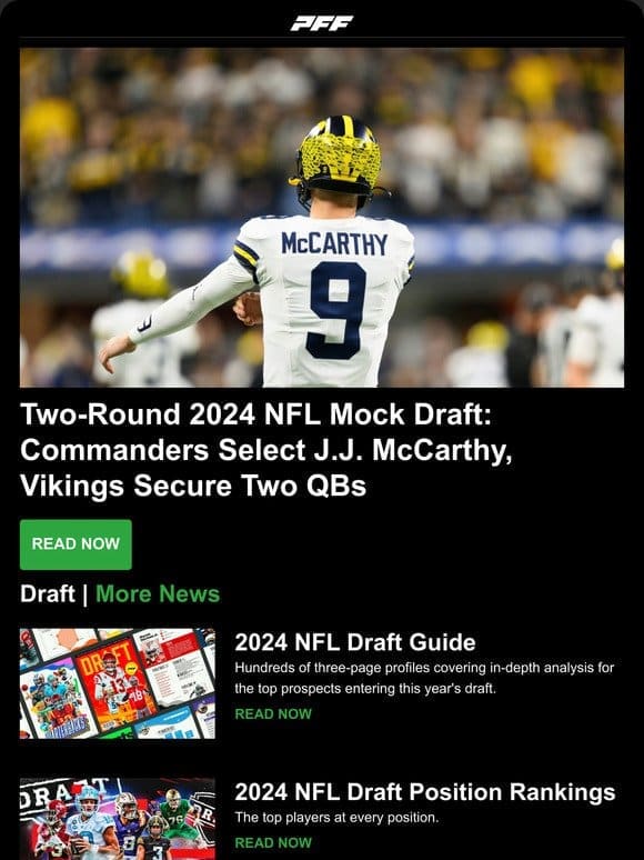 Two-Round Mock， 2024 NFL Draft Guide， Position Rankings