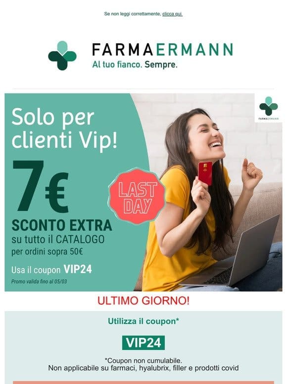 ULTIMO GIORNO! PROMO VIP- sconto extra 7€ per ordini dai 50€ ⚜️