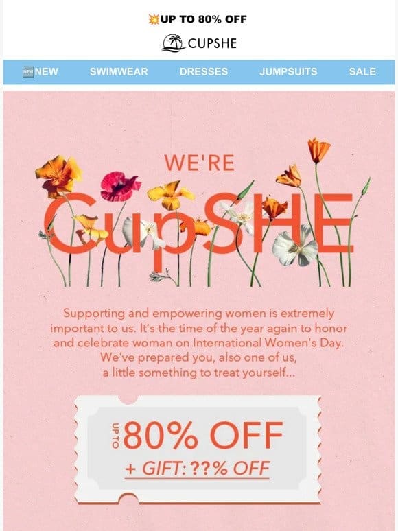 UP 80% OFF& Extra ??% OFF Women’s Day Sale Starts Now!