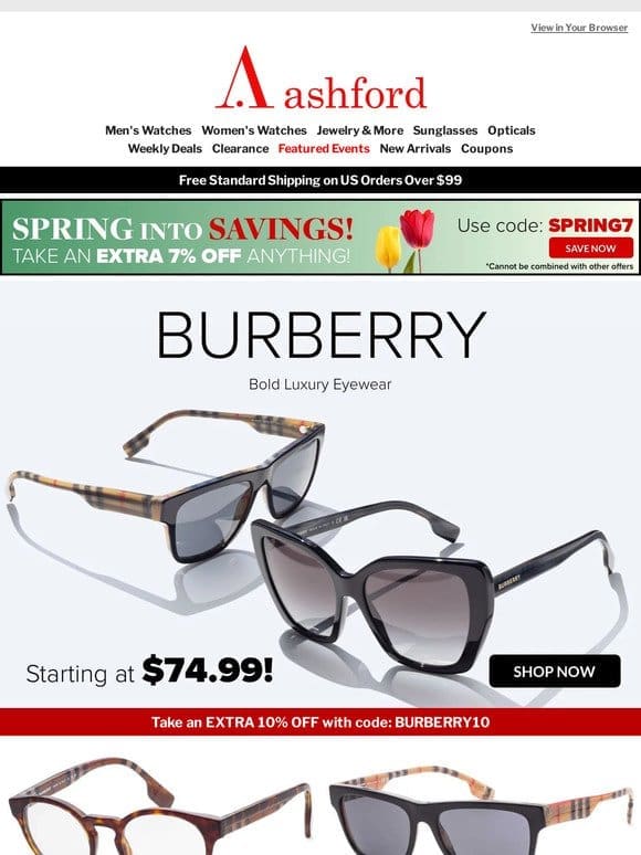 Unbeatable Deals on Burberry Eyewear – As Low as $64 After Coupon!