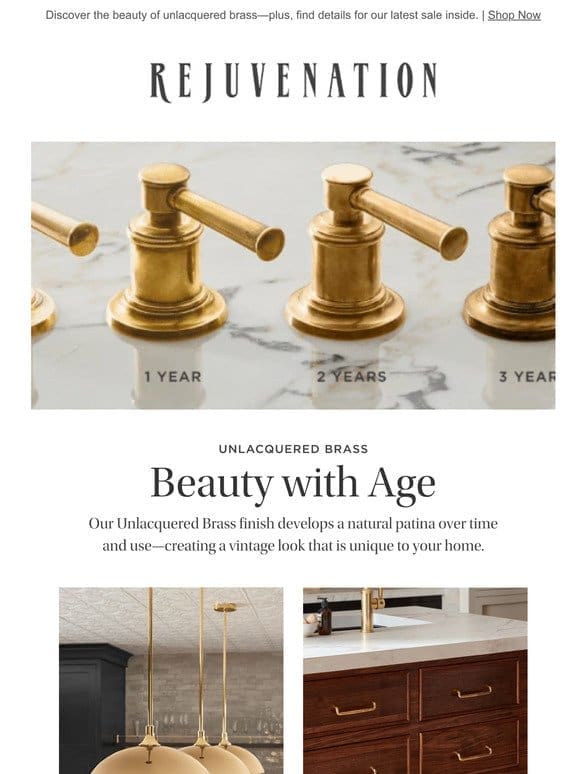 Unlacquered brass: The timeless hardware finish