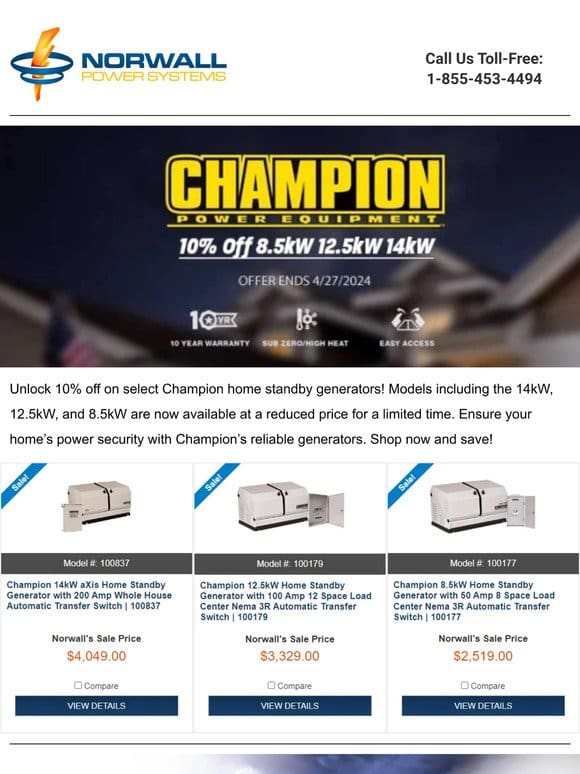 Unlock Savings on Power Generators – Champion， Generac， Briggs & Stratton， and DuroMax Deals!