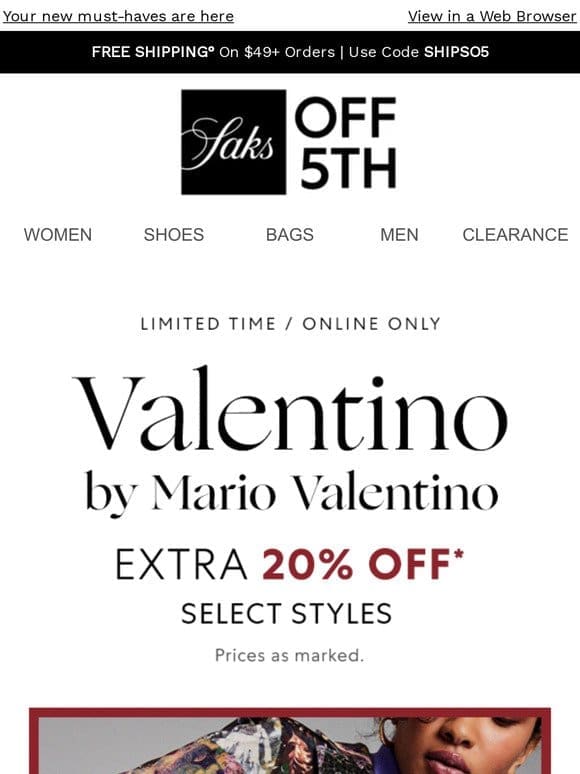 Unlock extra 20% OFF Valentino by Mario Valentino