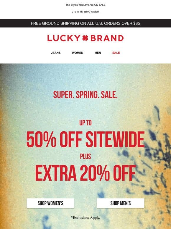 Up To 50% Off + EXTRA 20% OFF Ends Tomorrow!