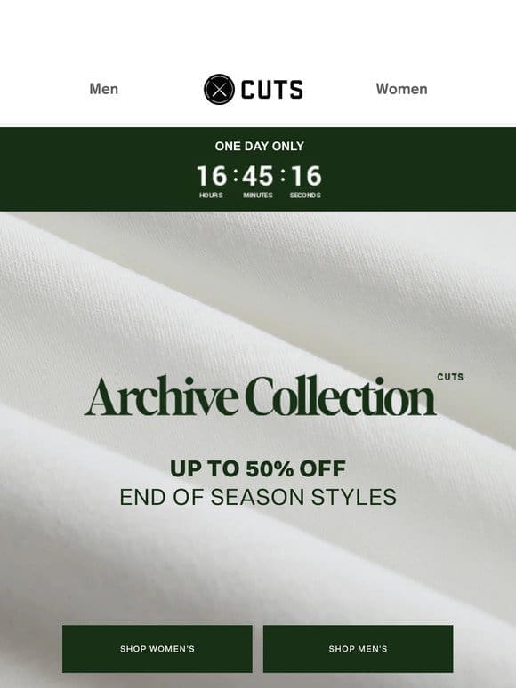 Up To 50% Off: The Archive Collection