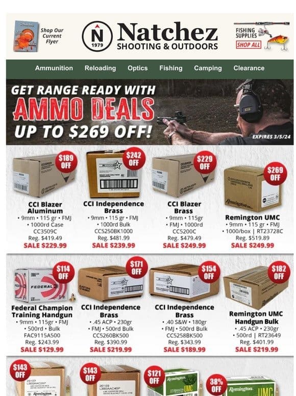 Up to $269 Off Ammo With Range Ready Deals!